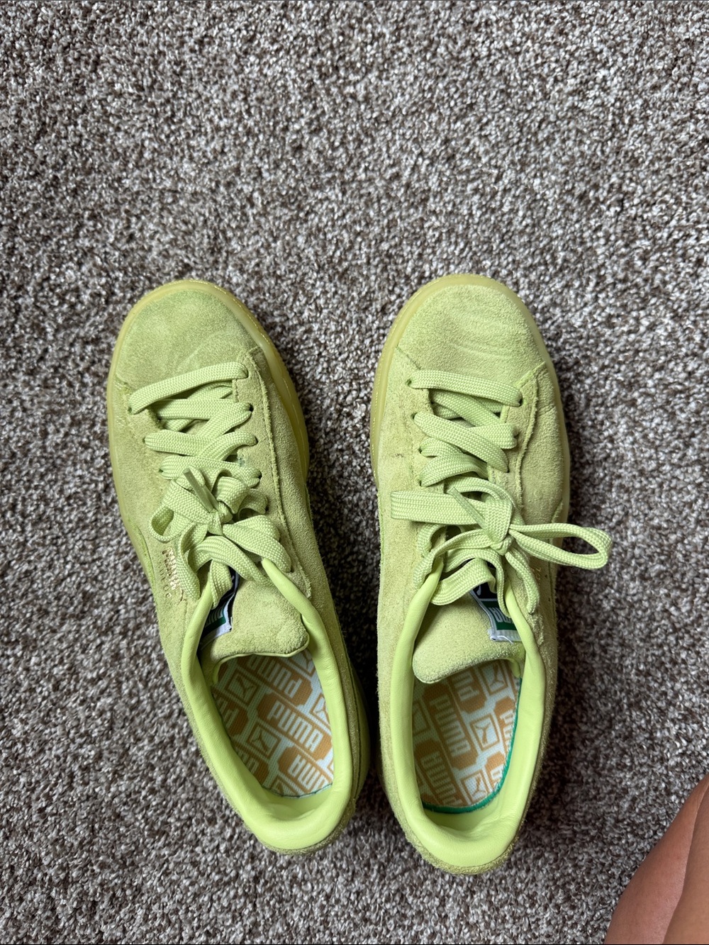 Puma Lime Green Suede Women's Sneakers - Picture 2 of 5